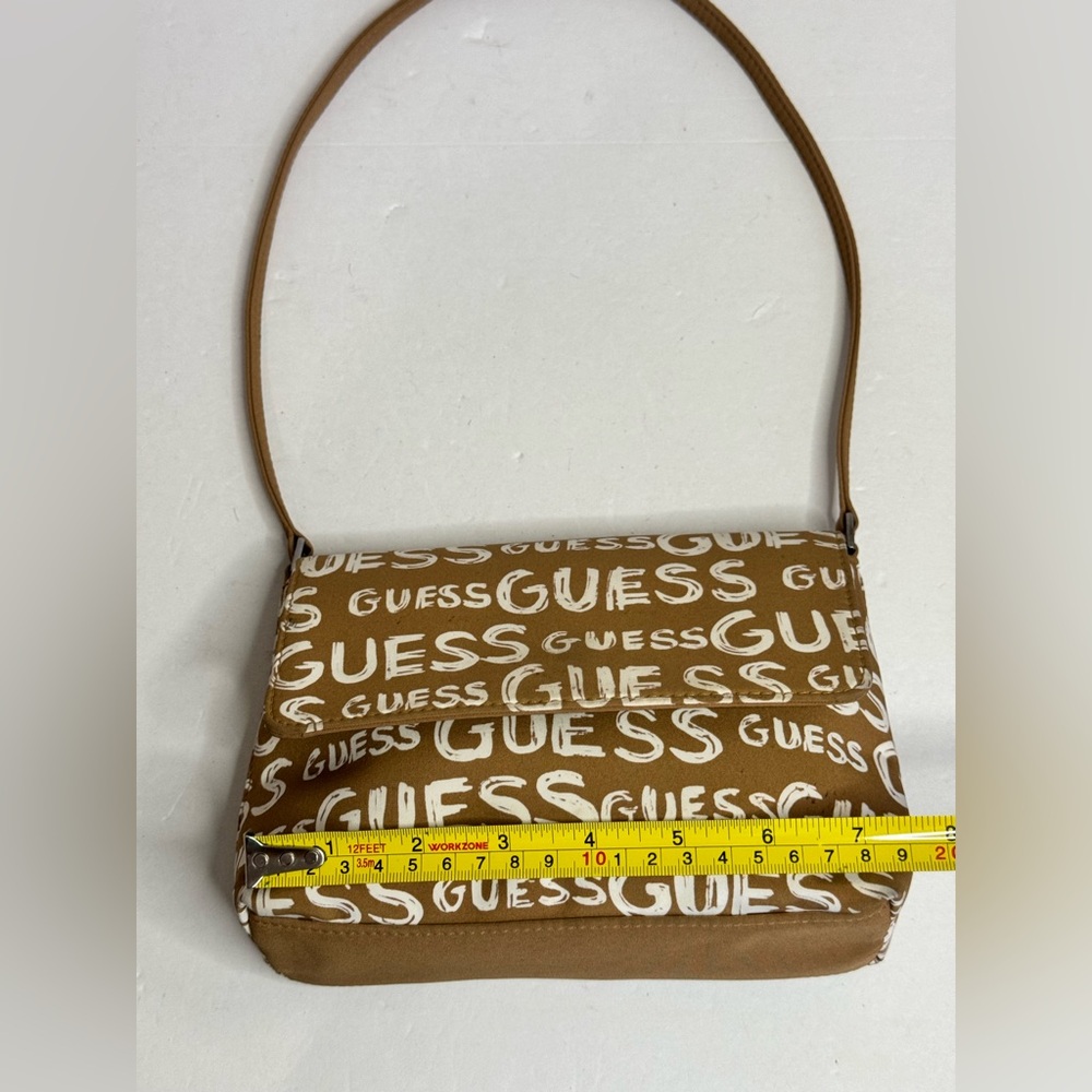 Vintage Y2K Guess Print Logo Tan Shoulder Bag - Picture 7 of 11